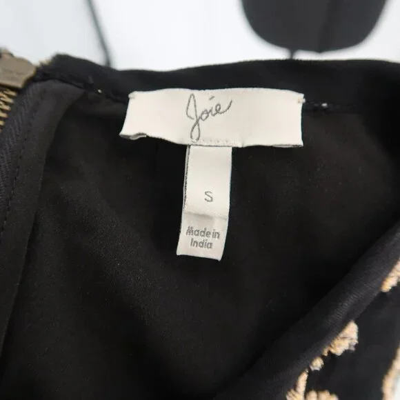 Joie Women's Short Sleeve Blouse Sparkly Gold and Black Size Small - Picture 3 of 8